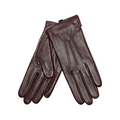 Dark red leather gloves